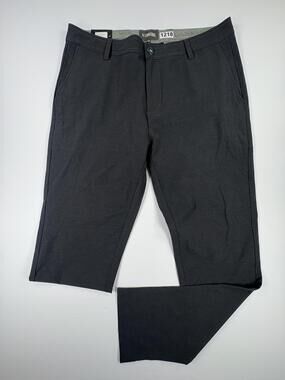 Linksoul Chino Pants Mens 35 Black Stretch Tech Golf Casual Flat Front LS662-R